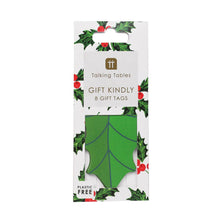 Load image into Gallery viewer, Pack of 8 Holly Christmas Gift Tags