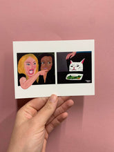 Load image into Gallery viewer, Shouty Woman and Cat Meme Postcard
