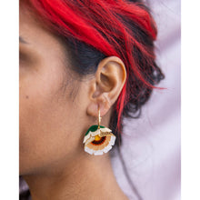 Load image into Gallery viewer, Caramel Isobel Floral Hoop Earrings