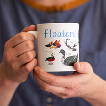 Load image into Gallery viewer, Floaters Ceramic Bird Pun Mug