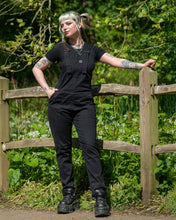 Load image into Gallery viewer, Rebel Romance Jet Black Stretch Dungarees
