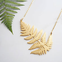Load image into Gallery viewer, Gold Fern Statement Necklace