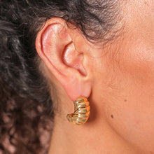 Load image into Gallery viewer, Chunky Twisted Rope Gold Half Hoop Earrings
