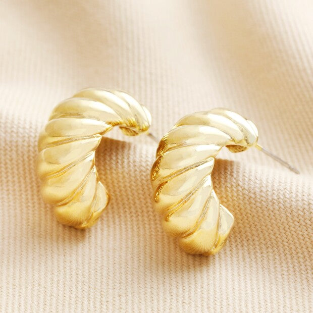 Chunky Twisted Rope Gold Half Hoop Earrings
