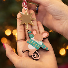Load image into Gallery viewer, Handmade Green Mouse & Star Christmas Decoration