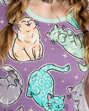 Load image into Gallery viewer, Rebel Romance Purrfect Cats T-Shirt Dress with Pockets