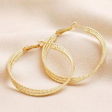 Load image into Gallery viewer, Gold Triple Thread Hoop Earrings