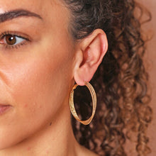 Load image into Gallery viewer, Gold Triple Thread Hoop Earrings
