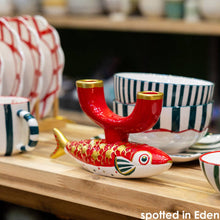 Load image into Gallery viewer, Hand-Painted Koi Fish Ceramic Candle Holder