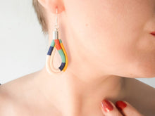 Load image into Gallery viewer, Geometric Deck Chair Fabric Cord Hoop Earrings