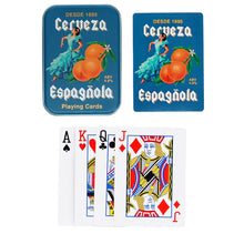 Load image into Gallery viewer, Cerveza Española Playing Cards in a Tin