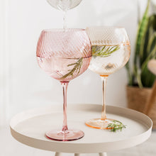 Load image into Gallery viewer, Set of 2 Pink/Peach Twist Gin Glasses