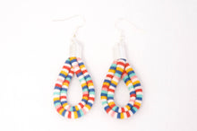 Load image into Gallery viewer, Geometric Candy Print Fabric Cord Hoop Earrings