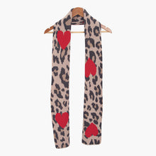 Load image into Gallery viewer, Wylda Cream Leopard and Hearts Scarf