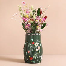 Load image into Gallery viewer, Forest Green Floral Vase