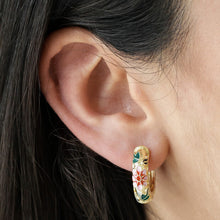 Load image into Gallery viewer, Pink Cloisonné Hoop Earrings