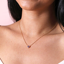 Load image into Gallery viewer, Purple Crystal Heart Gold Chain Necklace