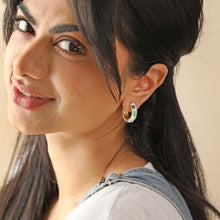 Load image into Gallery viewer, White Cloisonné Hoop Earrings
