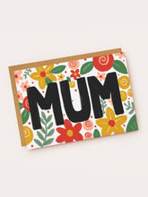 Load image into Gallery viewer, Bold Black & Floral Hand Lettered MUM Greetings Card