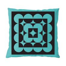 Load image into Gallery viewer, Magpie x Hornsea Squarcles Pattern Cushion in Teal