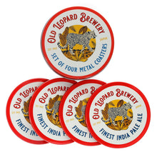 Load image into Gallery viewer, Set of 4 Old Leopard Brewery Metal Coasters
