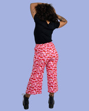 Load image into Gallery viewer, Rebel Romance Red &amp; Pink Mushroom Wide Leg Cropped Trousers
