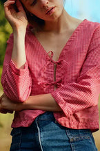 Load image into Gallery viewer, Red Gingham Ava Blouse
