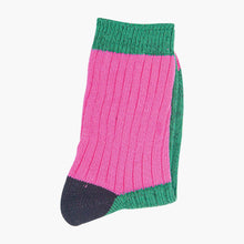 Load image into Gallery viewer, Pink &amp; Green Colour Block Socks

