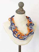 Load image into Gallery viewer, Blue &amp; Orange Knotted Cord Necklace
