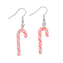 Load image into Gallery viewer, Candy Cane Christmas Dangle Earrings
