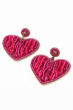 Load image into Gallery viewer, Dark Pink Heart Striped Earrings
