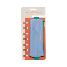 Load image into Gallery viewer, Light Blue &amp; Green Vegan Leather Pen Pouch
