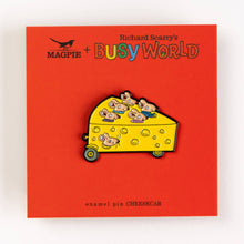 Load image into Gallery viewer, Magpie x Richard Scarry Cheesecar Enamel Pin
