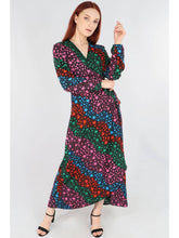 Load image into Gallery viewer, Rainbow Wave Star Print Wrap Dress
