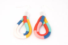 Load image into Gallery viewer, Geometric Deck Chair Fabric Cord Hoop Earrings
