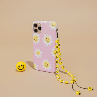 Smiley Pearl Beaded Phone Strap