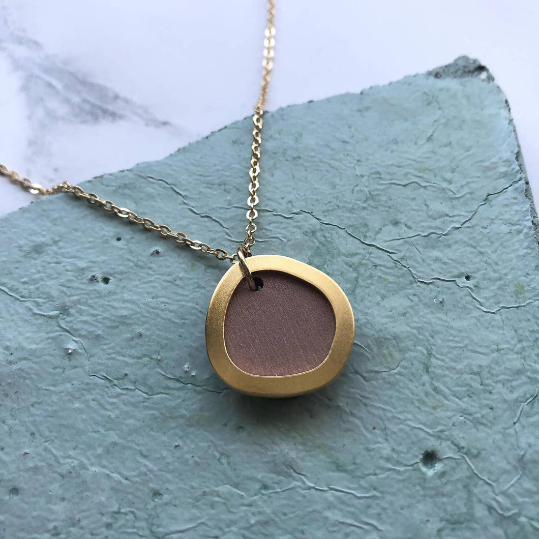 Pink & Gold Circle Pendant Necklace