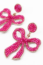 Load image into Gallery viewer, Pink Bow Beaded Earrings
