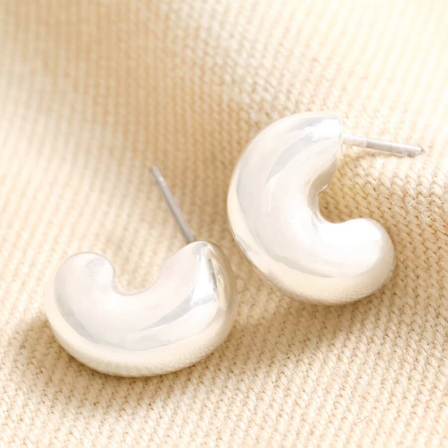 Silver Chunky Half Hoop Earrings