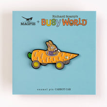 Load image into Gallery viewer, Magpie x Richard Scarry Carrot Car Enamel Pin
