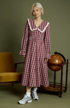 Load image into Gallery viewer, Burgundy Check Midaxi Dress
