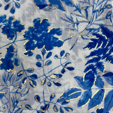 Load image into Gallery viewer, Blue Summer Leaves Print Scarf
