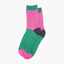 Load image into Gallery viewer, Pink &amp; Green Colour Block Socks

