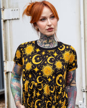 Load image into Gallery viewer, Rebel Romance Celestial Midi Stretch Smock Dress 
