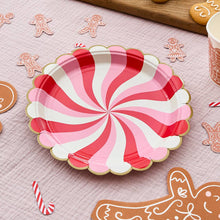 Load image into Gallery viewer, Pack of 8 Candy Swirl Paper Plates
