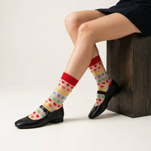Load image into Gallery viewer, Rainbow Love Hearts Combed Cotton Sheer Pop Socks
