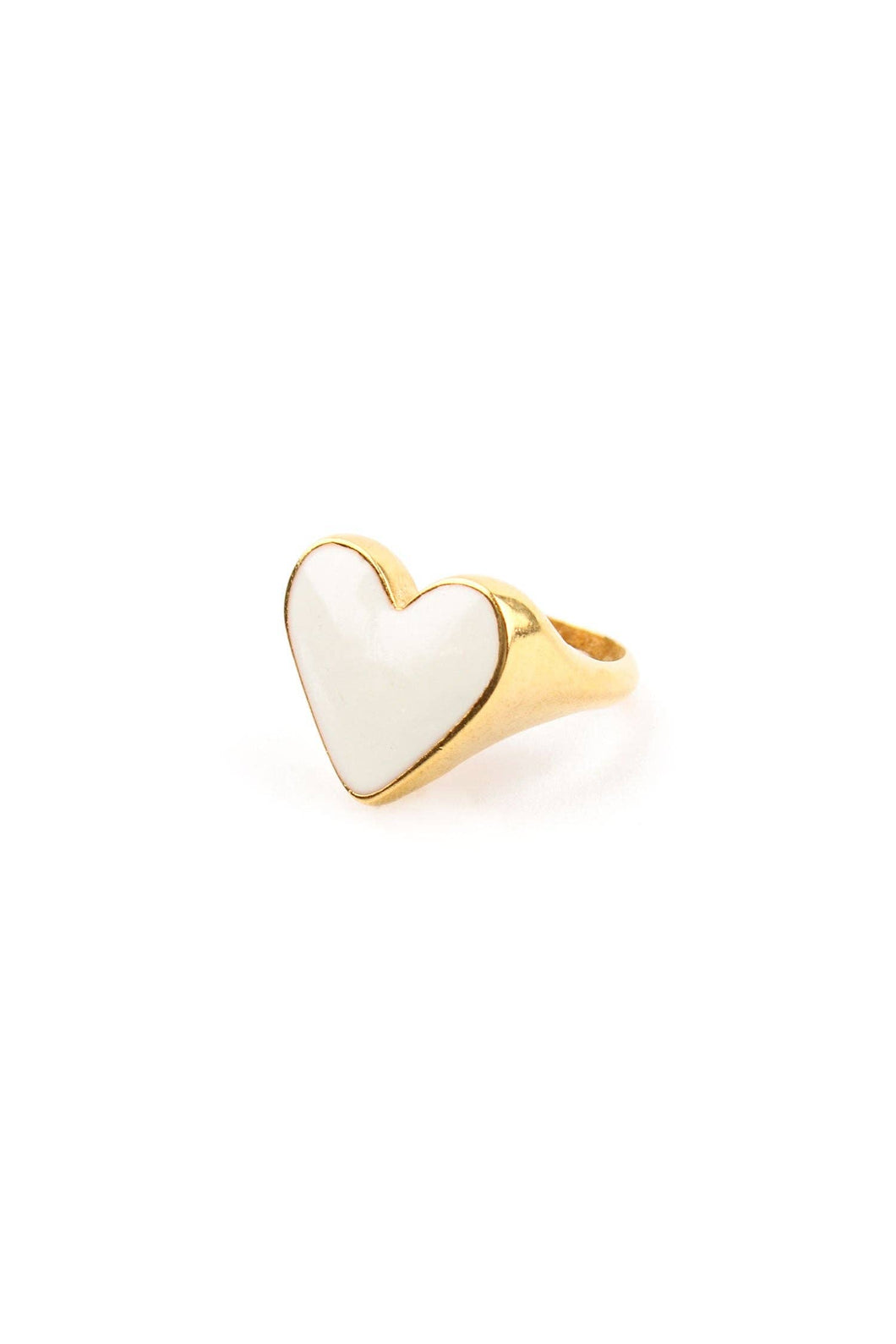 White Heart Enamel Ring