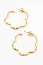 Load image into Gallery viewer, Gold Flower Hoop Earrings
