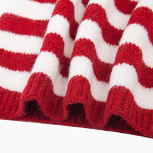 Load image into Gallery viewer, Striped Knitted Triangle Scarf in Red &amp; Cream
