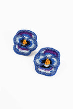 Load image into Gallery viewer, Blue Pansy Beaded Stud Earrings
